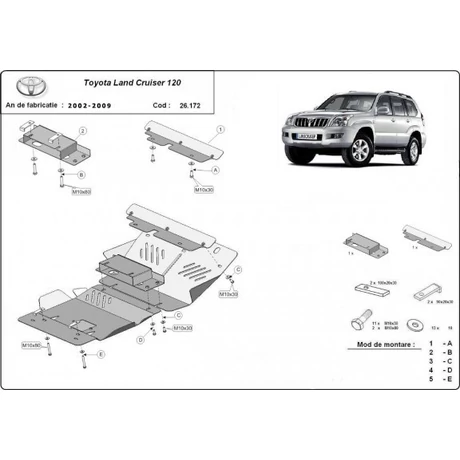 Toyota Land Cruiser 120, 2002-2009 - Motorvédő lemez