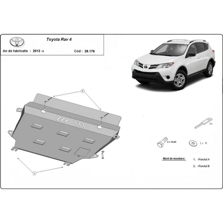 Toyota Rav 4, 2013-2017 - Motorvédő lemez