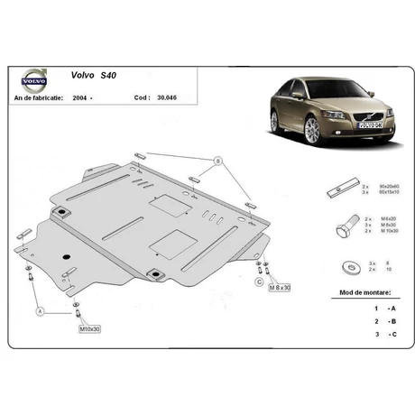 Volvo S40, 2004-2018 - Motorvédő lemez