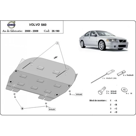 Volvo S60, 2000-2009 - Motorvédő lemez