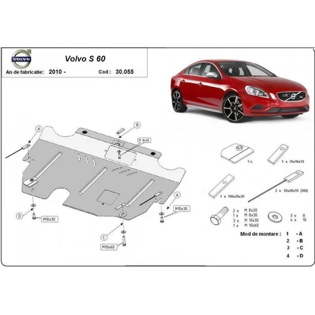 Volvo S60, 2010-2018 - Motorvédő lemez
