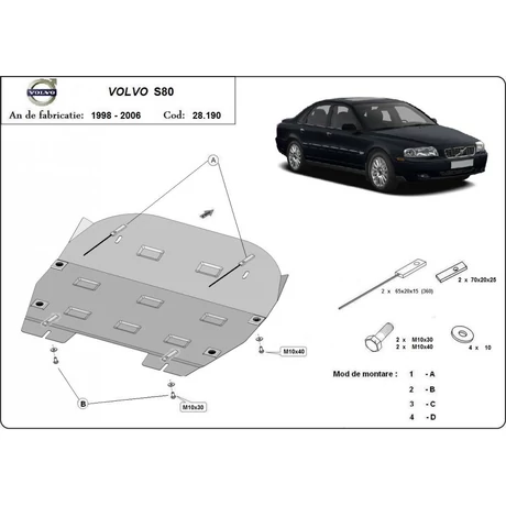 Volvo S80, 1998-2006 - Motorvédő lemez
