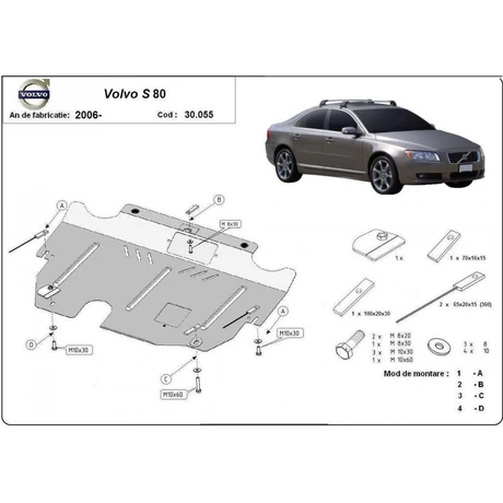 Volvo S80, 2006-2018 - Motorvédő lemez