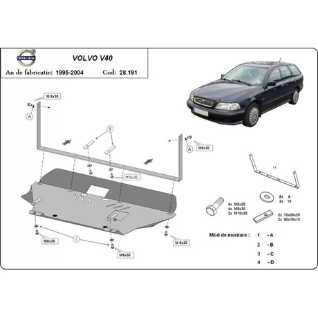 Volvo V40, 1995-2004 - Motorvédő lemez