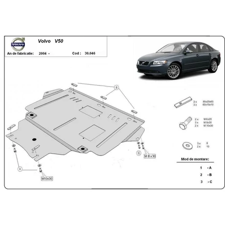 Volvo V50, 2004-2018 - Motorvédő lemez
